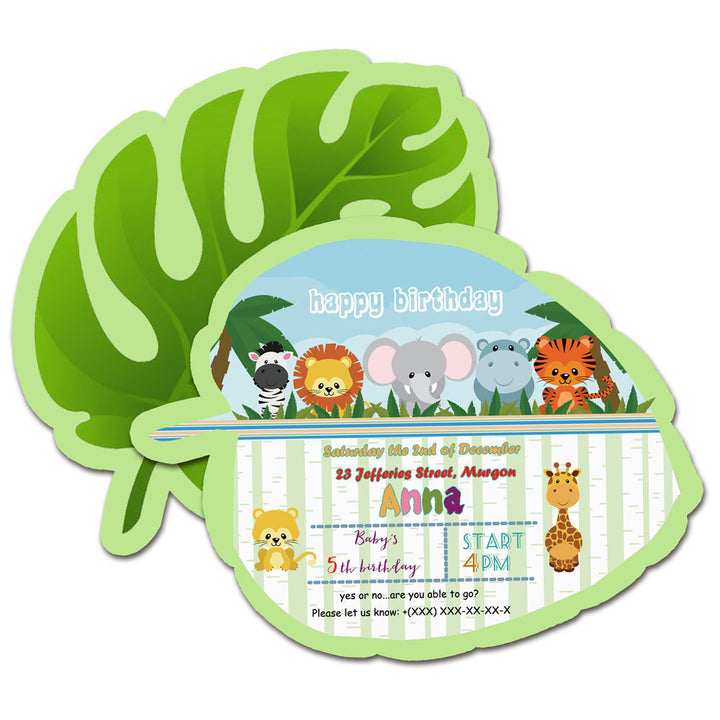 Safari Animals Invitation Cards Set