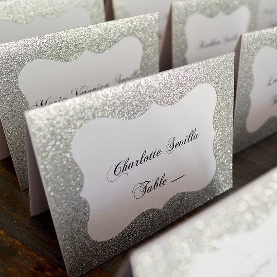 Glittered Table Card for Wedding Party