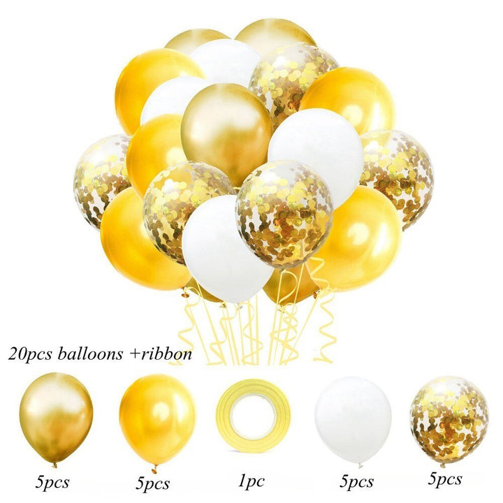 Party Ballon Set with Ribbon and Confetti Inside