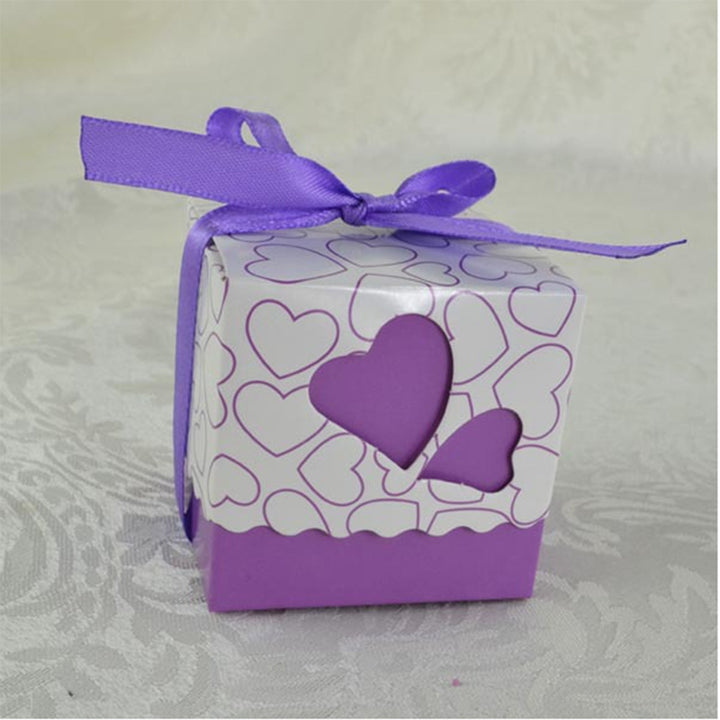 Colorful Love Heart Gift Candy Boxes with Ribbon