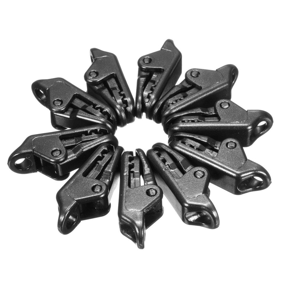 10Pcs Tent Windproof Securing Clip Black Hook Buckle Alligator Clip - MRSLM