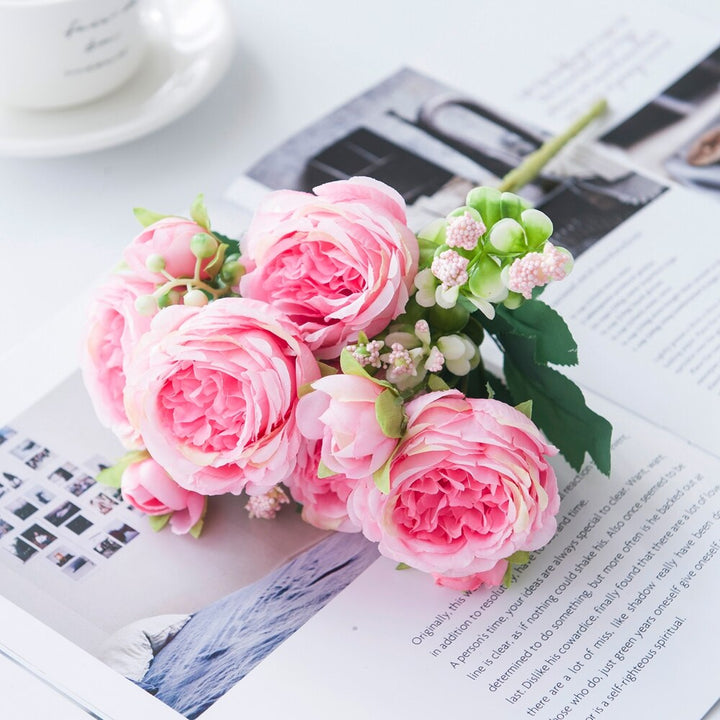 Colorful Artificial Peony Flowers Branch