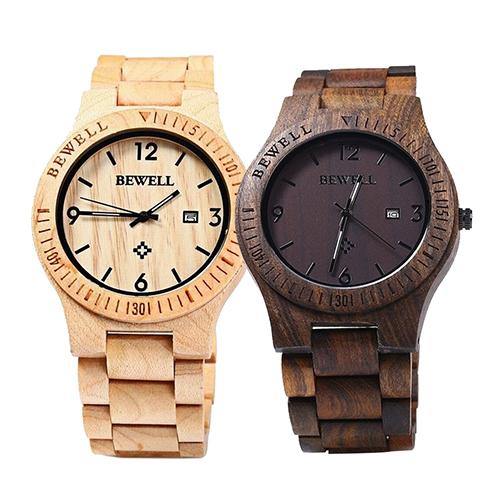 Men Luxury Natural Maple Wooden Handmade Quartz Movement Casual Wrist Watch - MRSLM