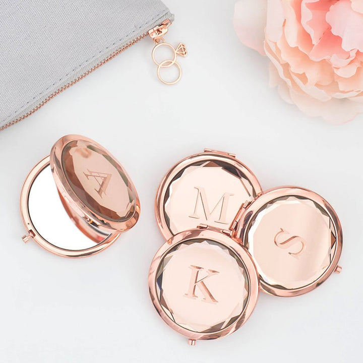 Decorative Compact Mirror Gift in Rose Gold