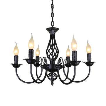 Vintage Style Wrought Iron Chandelier Hanging Candle Light Pendant Light - MRSLM