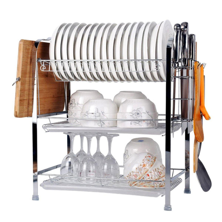 3 Tier Over Sink Dish Drain Shelf Rack Drainer Stainless Steel Kitchen Holder Drainer - MRSLM