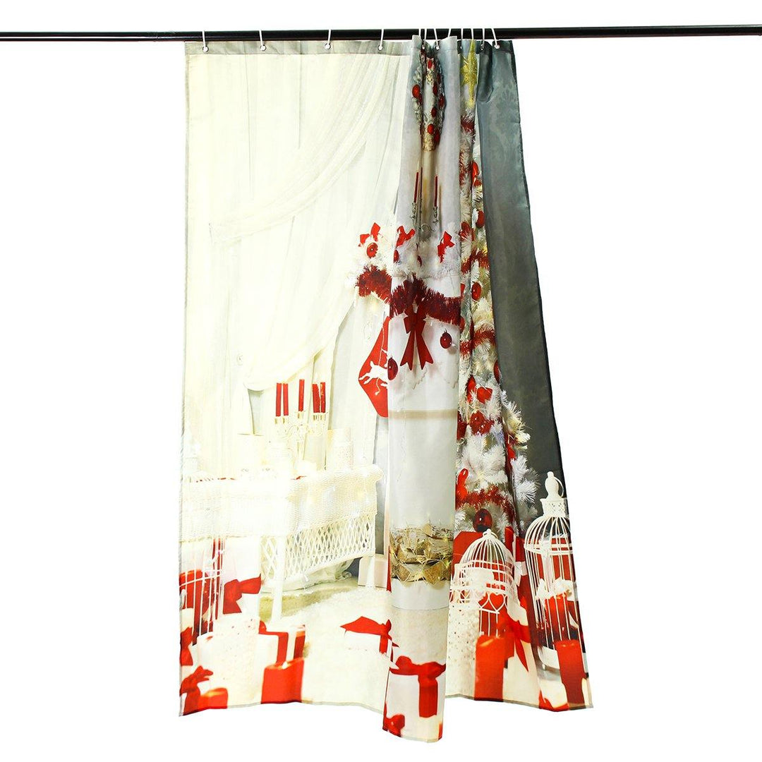 Indoor Christmas Dress Up Shower Curtain Liner Waterproof Bathroom Waterproof Carpet Mat - MRSLM