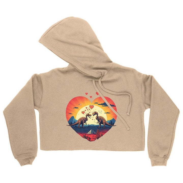 Cartoon Women's Cropped Hoodie - Dinosaur Themed Cropped Hoodie - Unique Hooded Sweatshirt - MRSLM