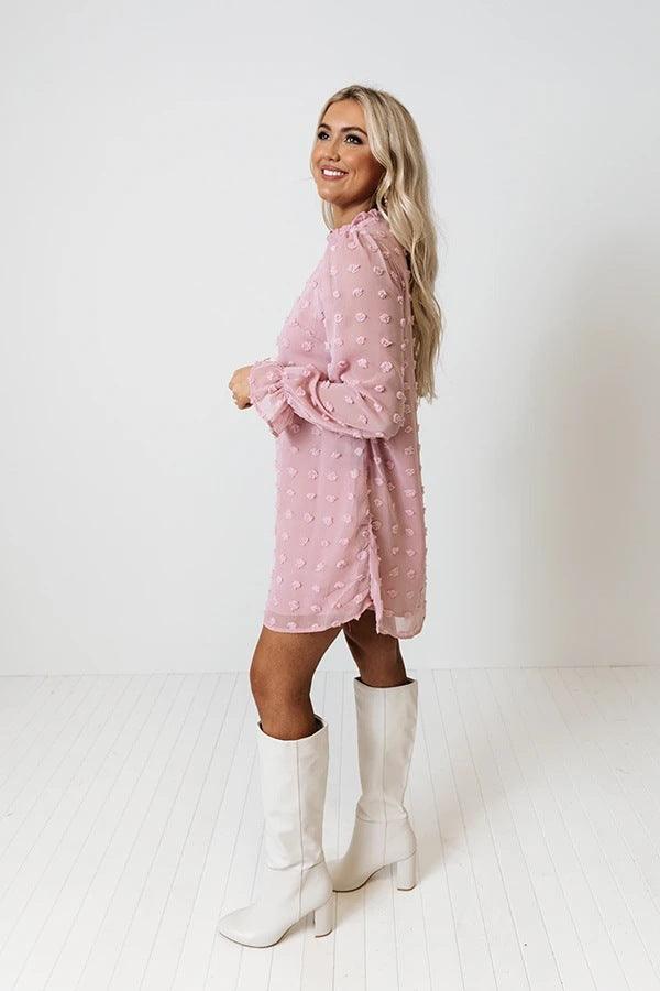 Bubble Long Sleeve Chiffon Jacquard Bottom Dress - MRSLM