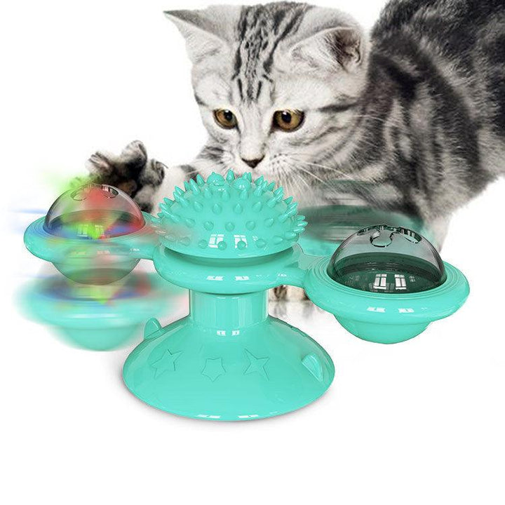 Soft Silicone Cat Toy Turntable Teasing Pet Toy Funny Interactive Massage Scratching Tickle Toy With Suction Cup - MRSLM