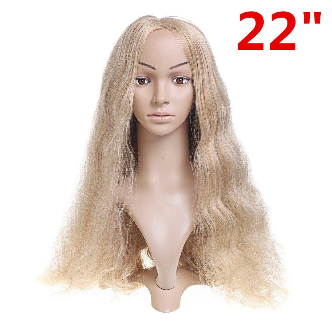 14-26'' Long Blonde Wavy Wig Synthetic Lace Front Wig Heat Resistant Fiber Hair - MRSLM