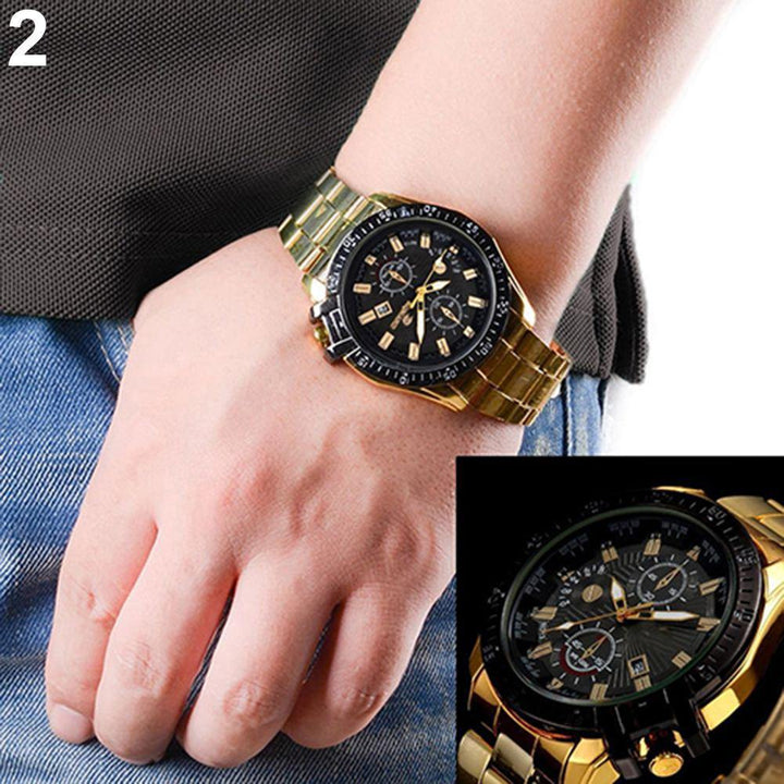 Men's Fashion Sport Stainless Steel Quartz Analog Wrist Watch Roman Numerals - MRSLM