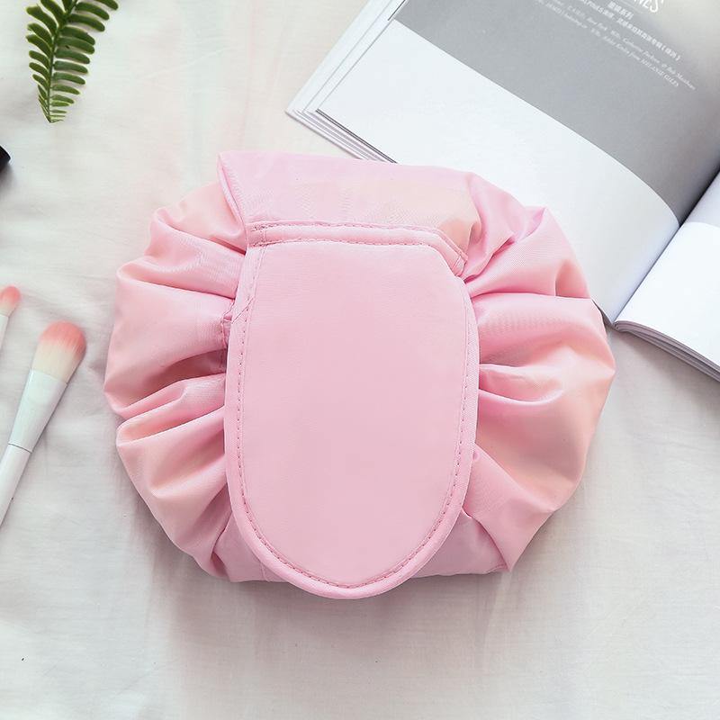 Polyester Solid Color Drawstring Cosmetic Bag Travel Portable Lazy Storage Bag - MRSLM