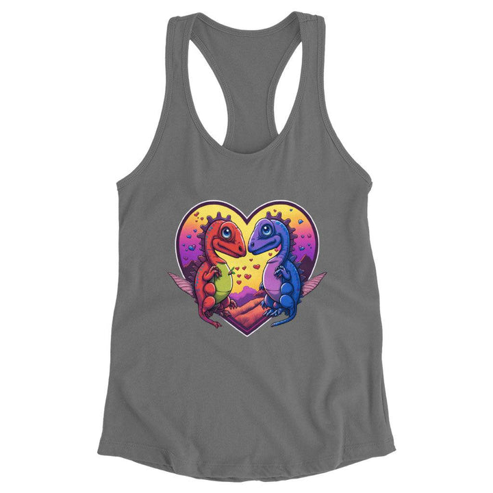 Dinosaurs in Love Racerback Tank - Art Tank - Unique Workout Tank - MRSLM