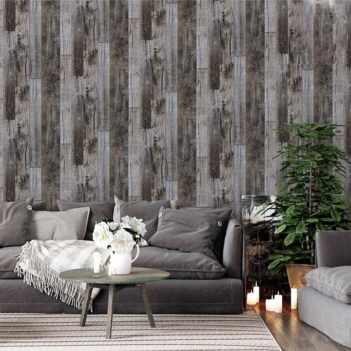 3D Retro Wood Grain Stick Self-adhesive Wallpaper Home Decor Heavy Duty Wall Stickers - MRSLM