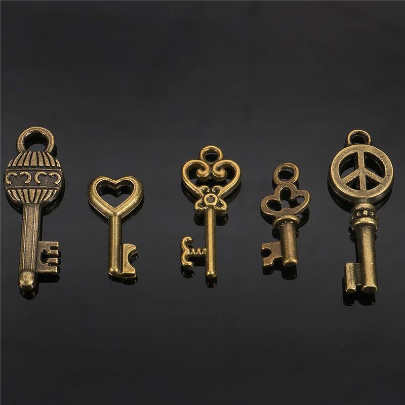 40Pcs Antique Vtg Old Look Ornate Skeleton Keys Lot Pendant Fancy Heart - MRSLM