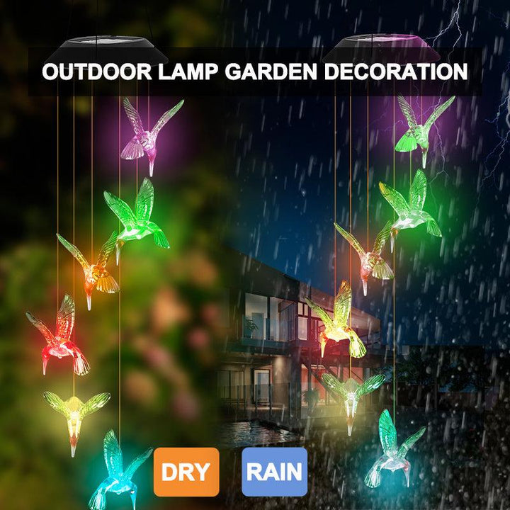 Outdoor Solar Wind Chime Lamp Hummingbird Butterfly Ball Wind Chime Garden Decoration - MRSLM