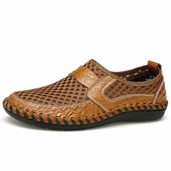 Menico Big Size Men Hand Stitching Breathable Honeycomb Mesh Loafers Flats - MRSLM