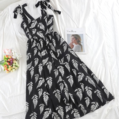 Women's Korean Style Chiffon Ruched Floral Dress