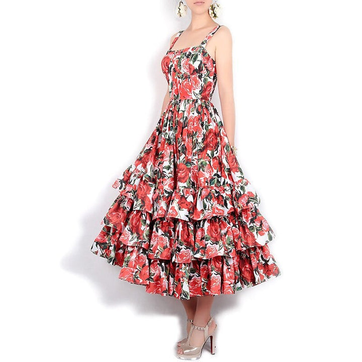 Floral Printed Ball Gown Dress