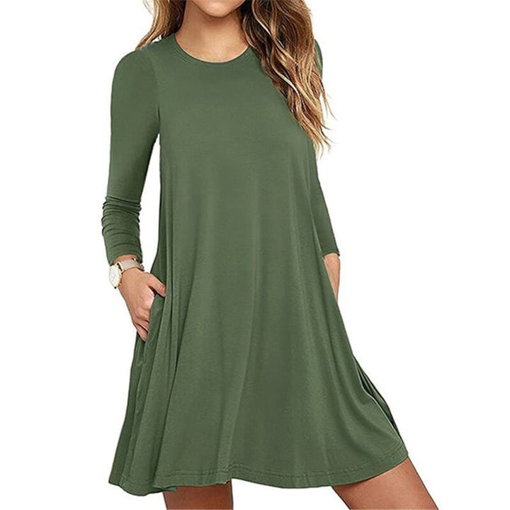 Casual Thin Women's Long Sleeved A-Line Dress