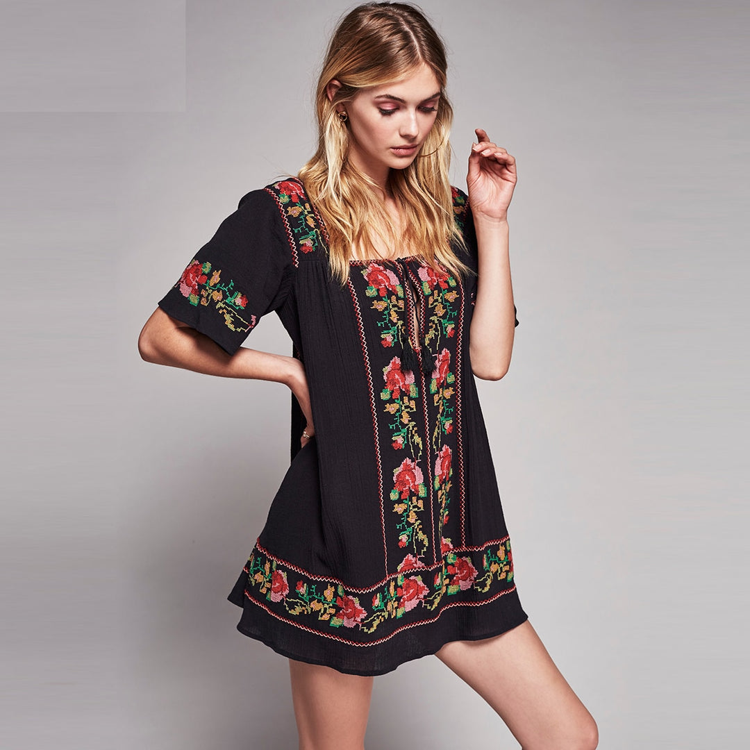 Embroidery Mini Dress for Women