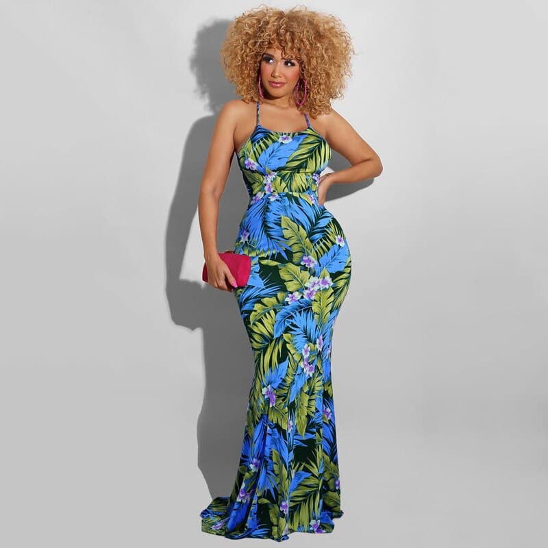 Printed Bodycon Maxi Dress