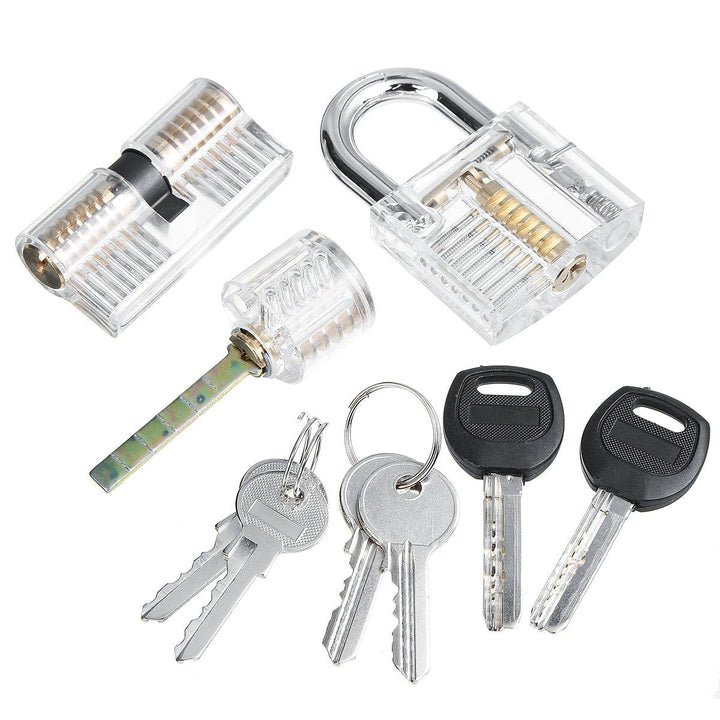 15Pcs/24Pcs Lock Unlocking Picking Tool Set With 3 Transparent Practice Training Lock - MRSLM