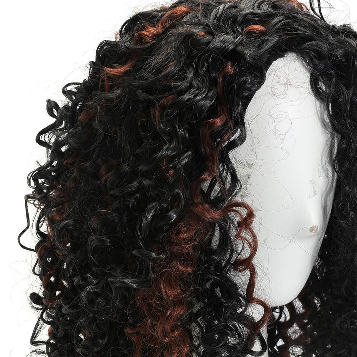 Brazilian Black Brown Hair Deep Wavy Curly Lace Front Full Wig - MRSLM