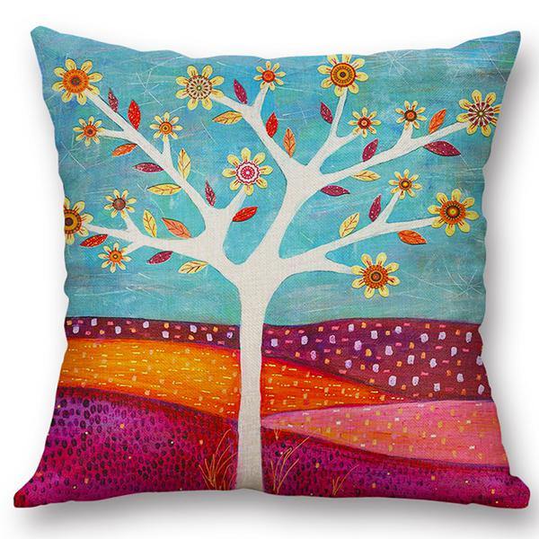 European Style Oil Painting Tree Cushion Cover Home Decor Throw Pillow Case - MRSLM