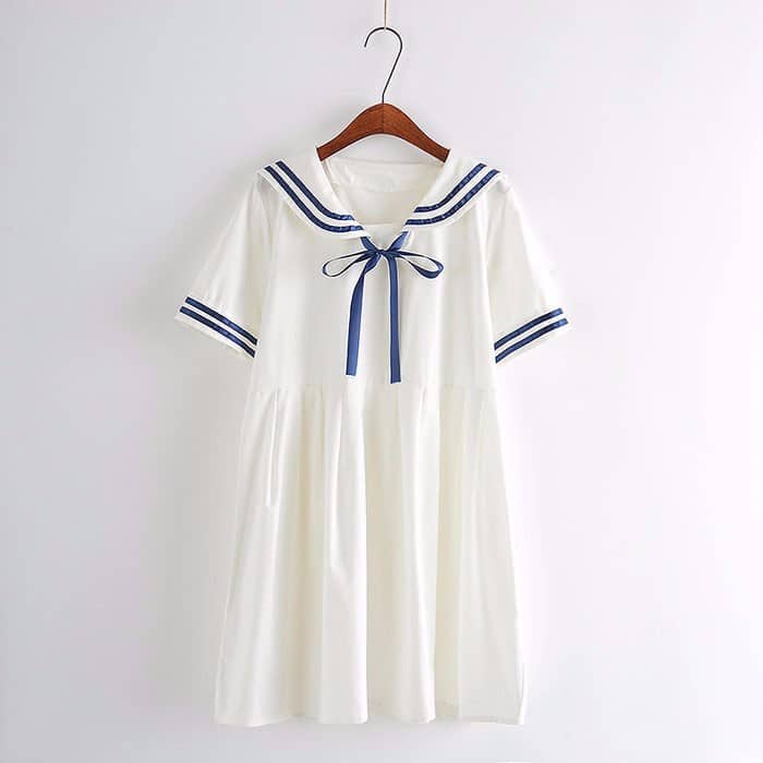 Cotton Women's Sailor Dress in Blue and White