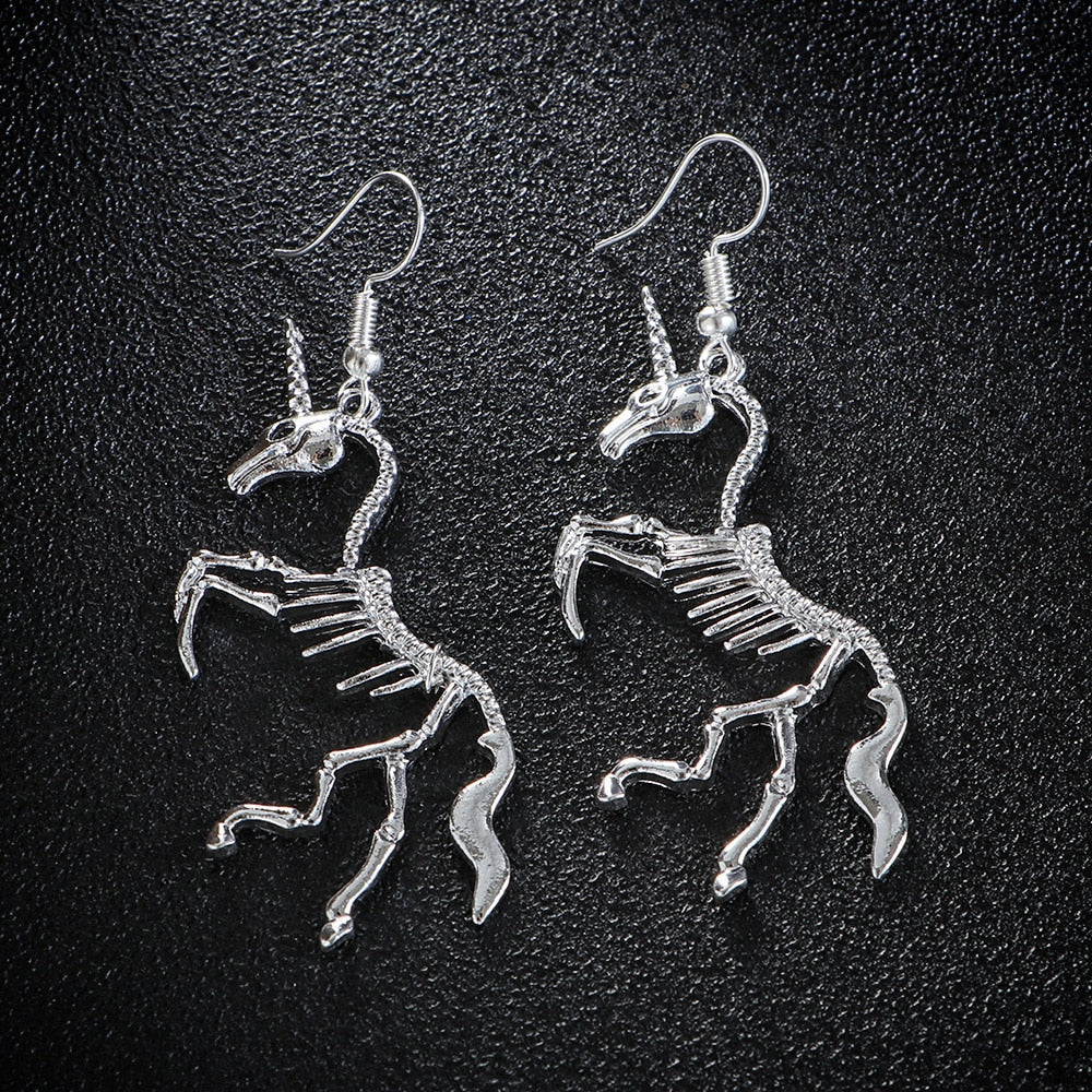 Unicorn Skeleton Earrings