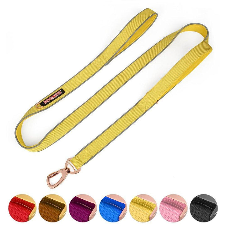 Double Handle Dog Leash Dual Handle Heavy Duty Soft Padded Reflective Nylon Dog Traction Rope - MRSLM