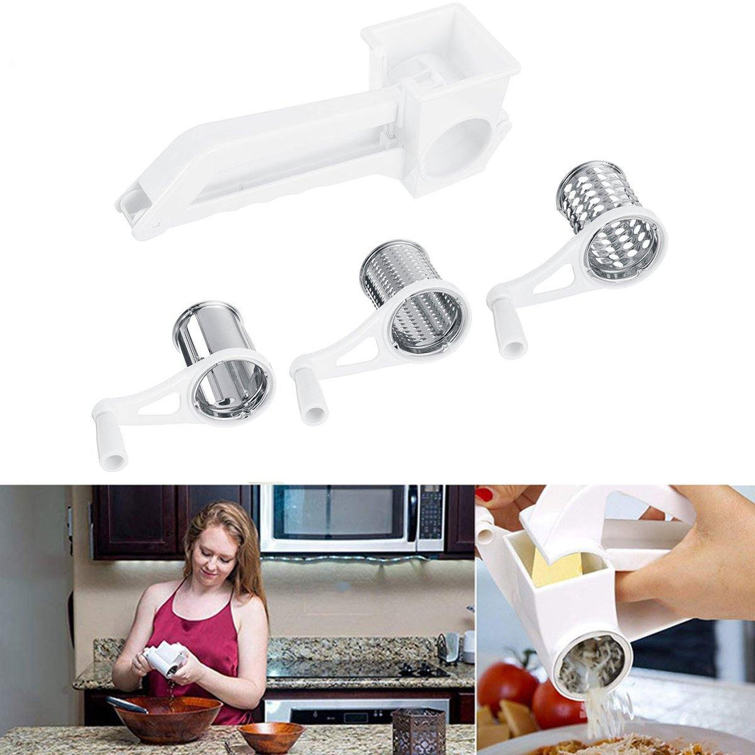 3 In 1 Manual Cheese Grater Rotary Grater Butter Vegetable Fruit Slicer Cutter Kitchen - MRSLM