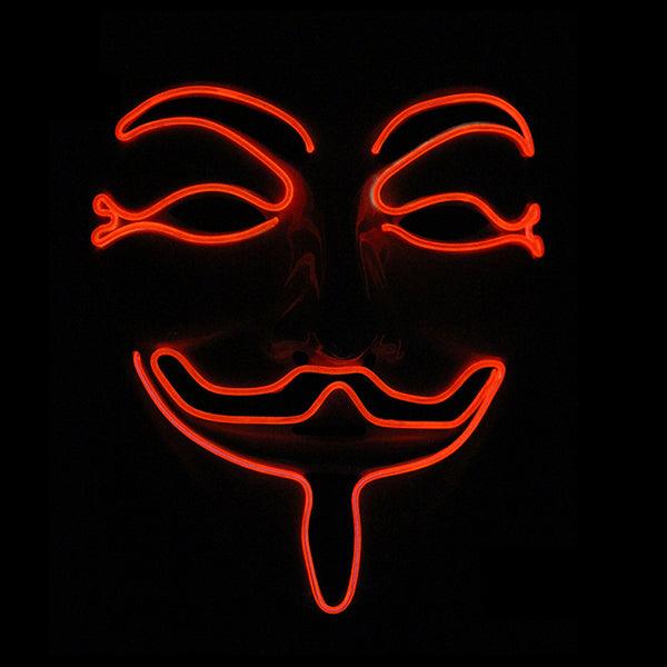 Halloween V-Vendetta Mask LED Luminous Flashing Face Mask Party Masks Light Up Dance Halloween Cosplay - MRSLM