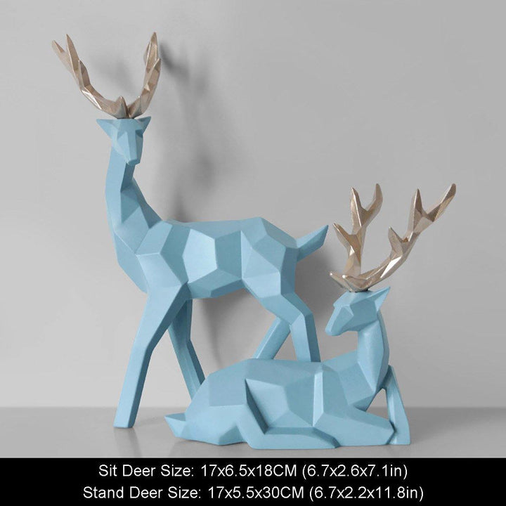 Geometry Deer Reindeer Craft Home Party Decor Xmas Elk Resin Ornaments - MRSLM