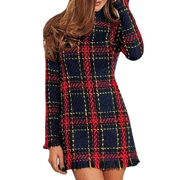 Plaid Bodycon Sweater Dress for Women