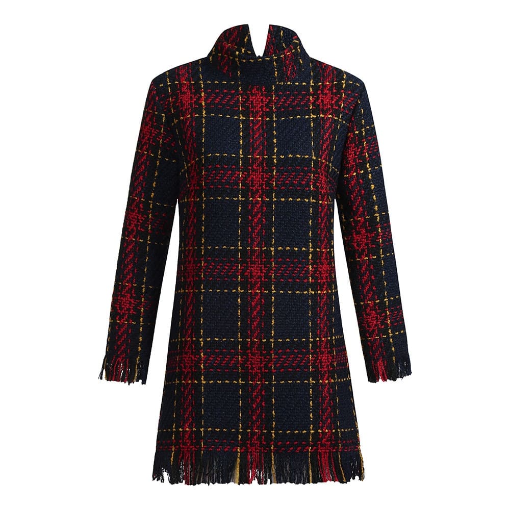 Plaid Bodycon Sweater Dress for Women