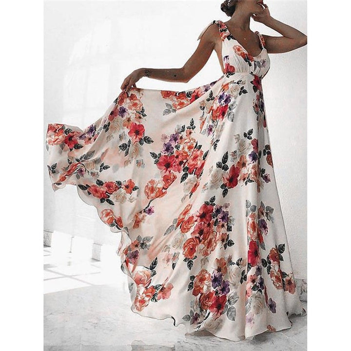 Women's Floral Print Backless Summer Dress