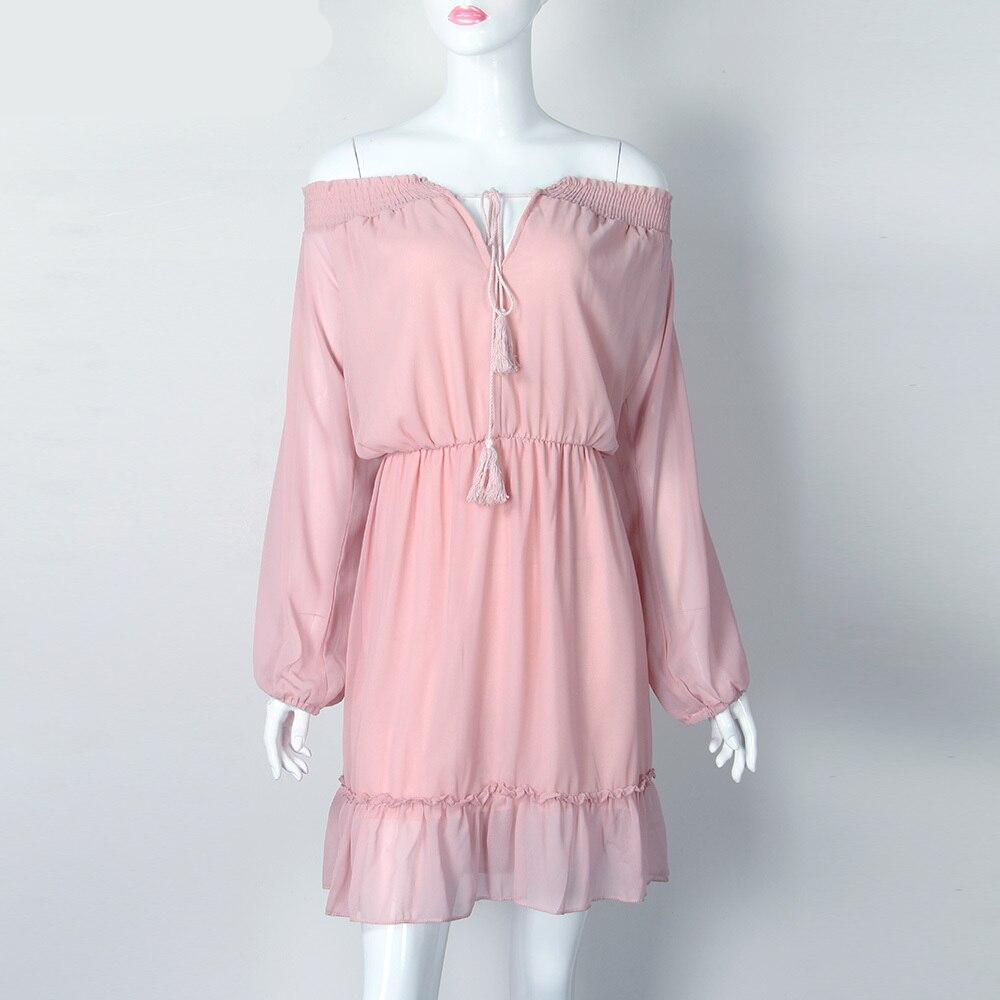 Women's Ruffle Chiffon Lantern Sleeved Dress