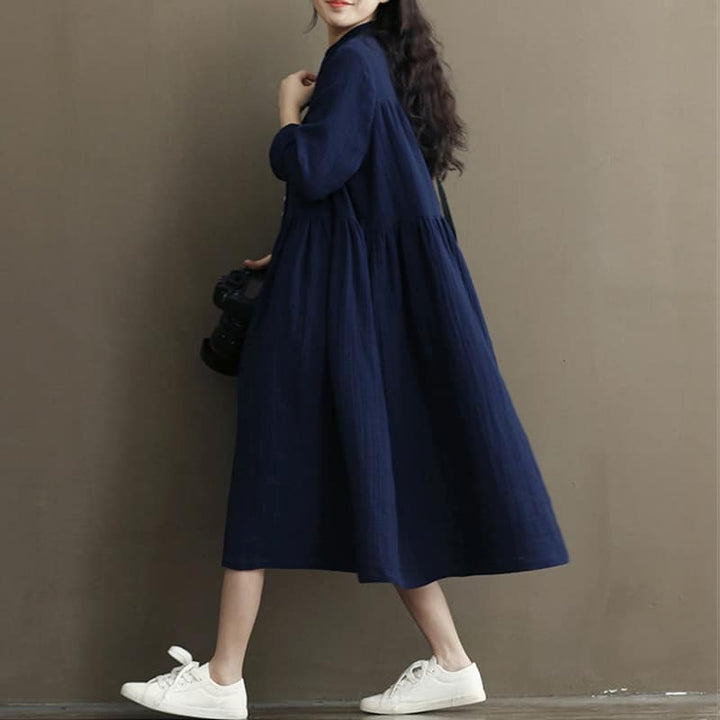 Button Down Linen Tea Women's Dress