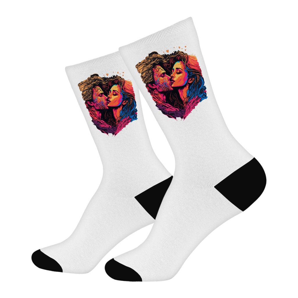 Passion Socks - Couple Print Novelty Socks - Unique Crew Socks - MRSLM