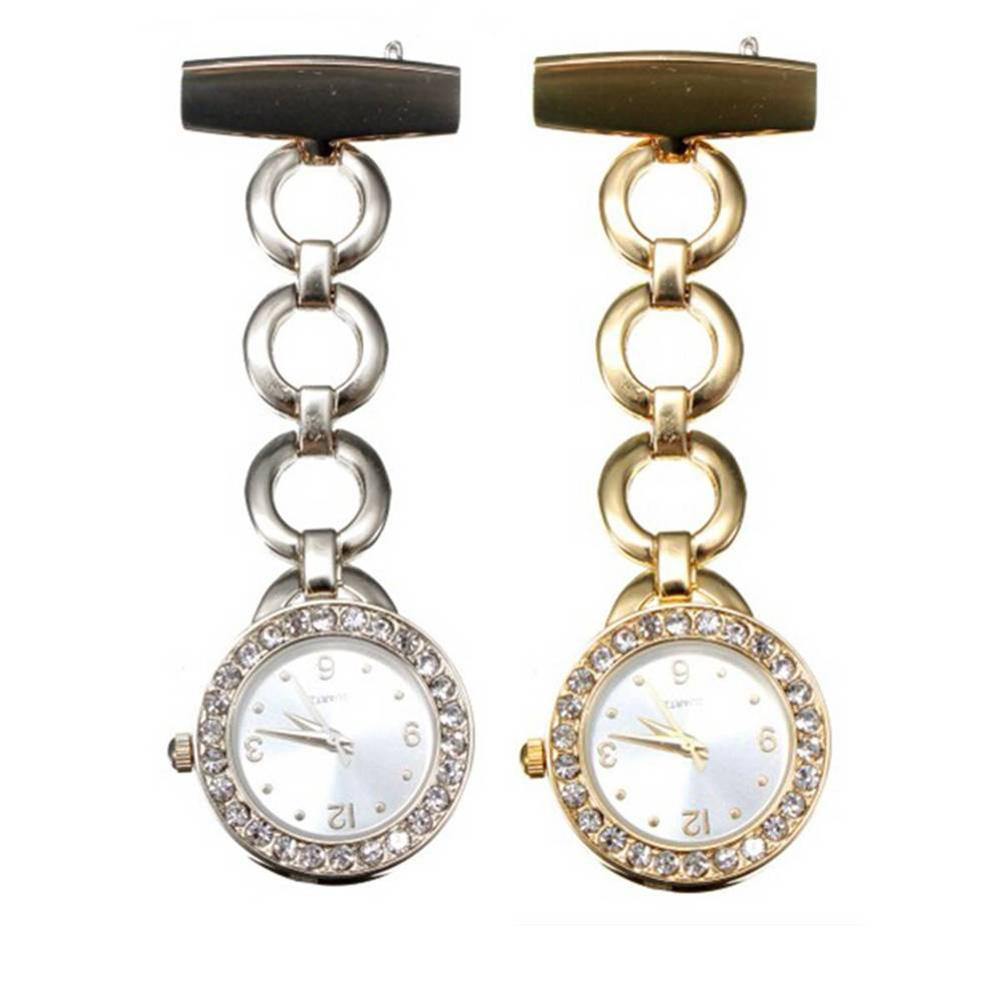 Luxury Rhinestone Round Dial Nurse Watch Brooch Pin Quartz Fob Pocket Watch - MRSLM