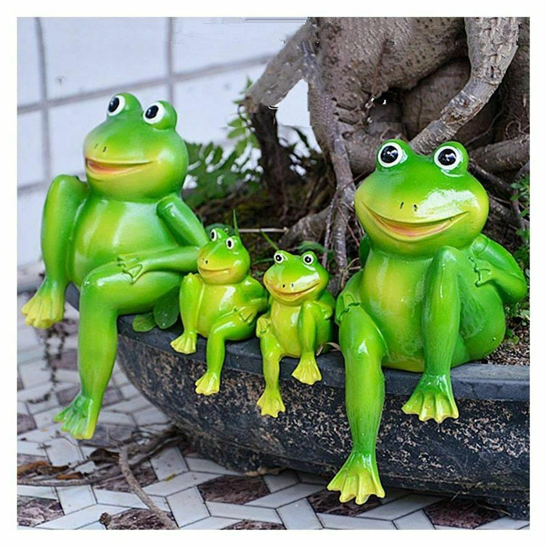 Resin Sitting Frogs Statue Outdoor Frog Sculpture Garden Decorations Ornaments (Small) - MRSLM