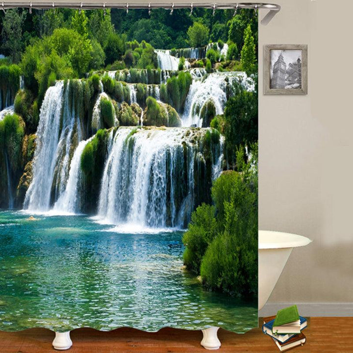 180 x180cm Shower Curtain Anti-Slip Carpets Waterfall Style Bathroom Bath Mat - MRSLM