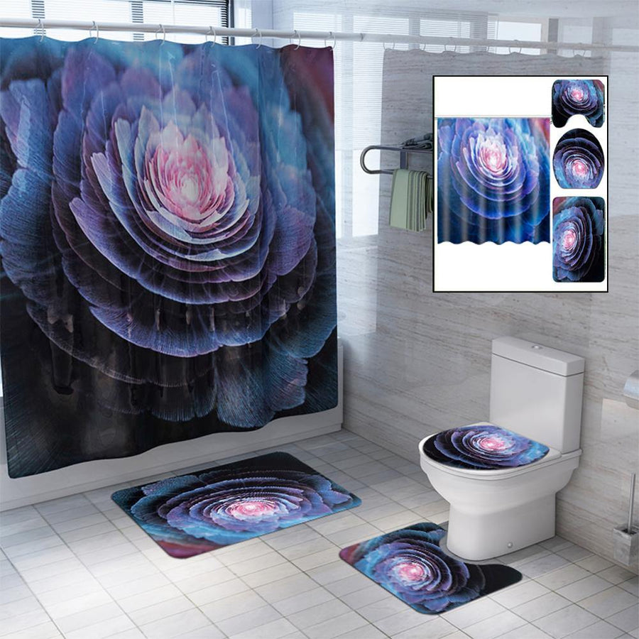 1.8M Flower Floral Printed Shower Curtain Bathroom Waterproof Bath Decor With 12 Hooks - MRSLM