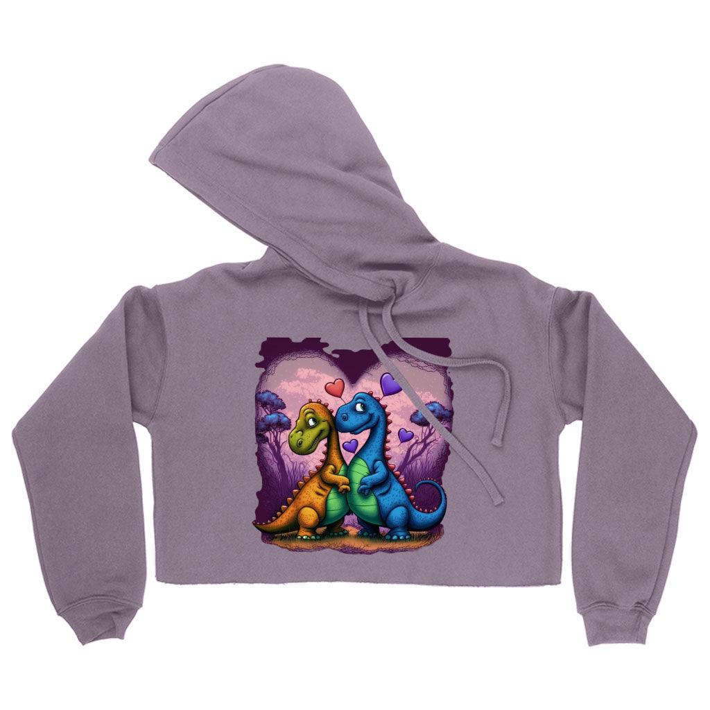 Love Women's Cropped Hoodie - Dinosaur Cropped Hoodie - Colorful Hooded Sweatshirt - MRSLM