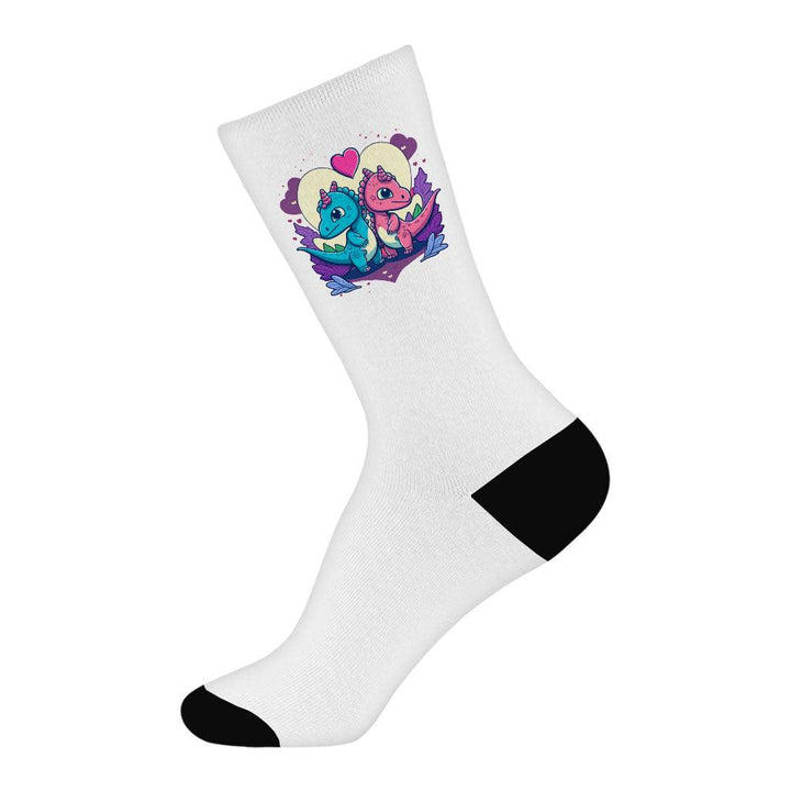 Dinosaur Print Socks - Love Graphic Novelty Socks - Colorful Crew Socks - MRSLM