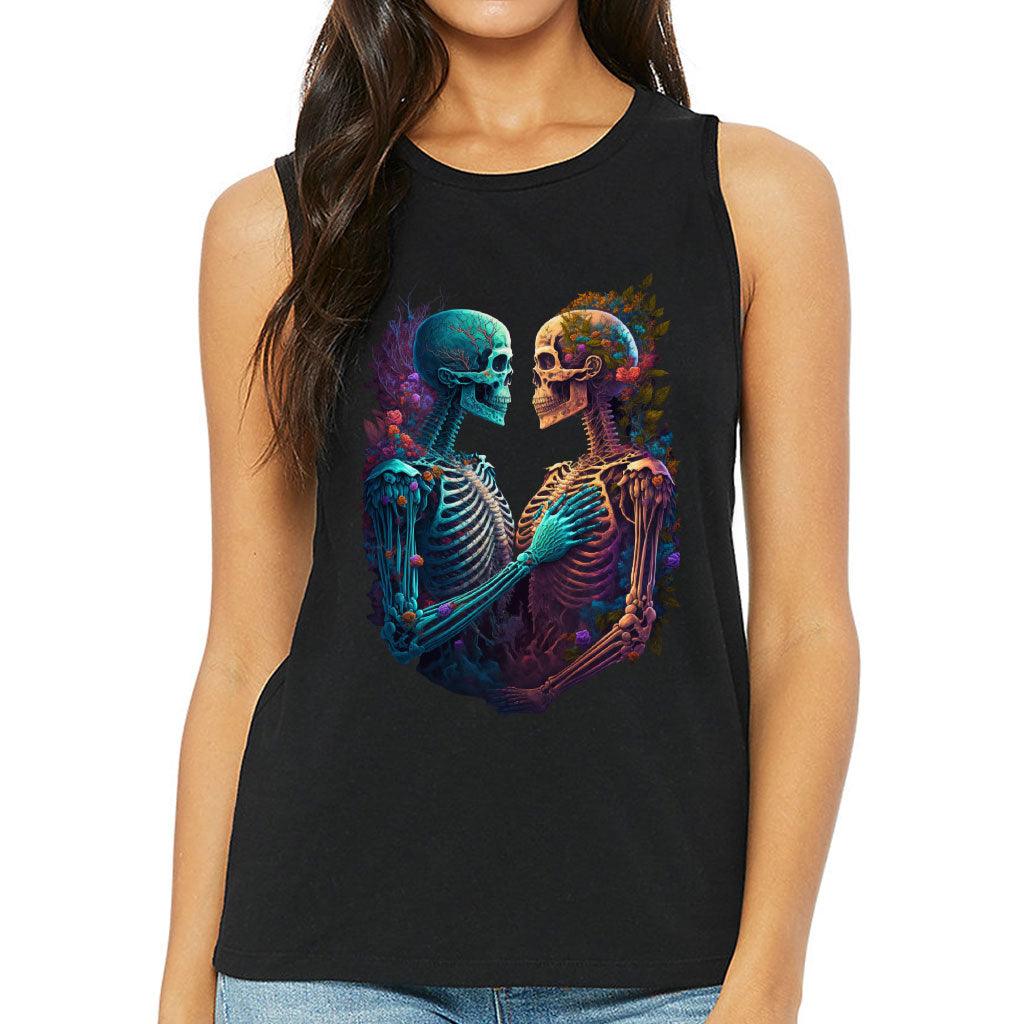 Skeleton Couple Women's Muscle Tank - Floral Tank Top - Printed Workout Tank - MRSLM