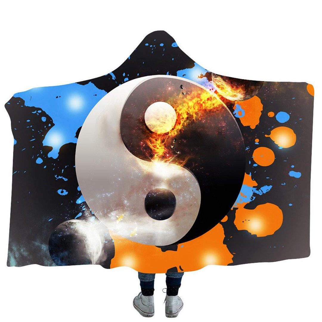 Yin and Yang Bejirog Hooded Blankets Cloak Warm Wearable Plush Thick Nap Soft Mat - MRSLM